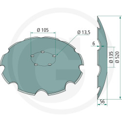 Disk Ozubený 520 x 6 mm,  Horsch / AM071