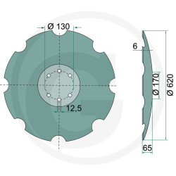 Disk Ozubený  620 x 6 mm, LEMKEN Rubin 9 / AM084