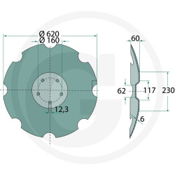 Disk Ozubený 620 x 6 mm, LEMKEN Rubin 9 / AM085