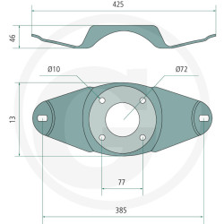 držiak noža pre KRONE  Easy Cut, Dĺžka 377 mm , 525253046.5