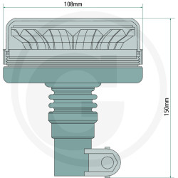 LED otočný maják GRANIT 12/24V – nástrčná trubica, Ø 108 mm, výška 150 mm