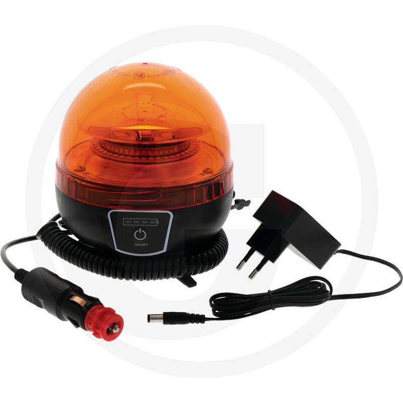 AKU LED otočný maják GRANIT 12/24V – dobíjacia batéria, Ø 128 mm