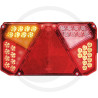 Zadné LED svetlo so smerovkou a brzdovým svetlom – hranaté, 242 × 134 × 37 mm