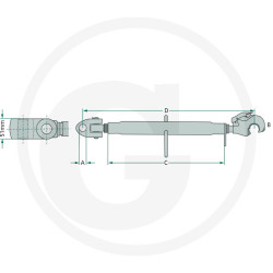 Mechanický tretí bod kat. 2 / 3 – dĺžka 700–1020 mm