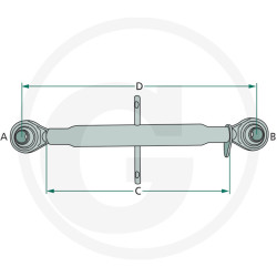 Mechanický tretí bod M30×3,5, kat. 2 / 2 – dĺžka 535–785 mm