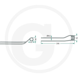 Pružina prst pravé, vonkajšie pre zhrnovač Krone KS 3.80–4.20/12, KS 6.50–7.60, KS 330/10